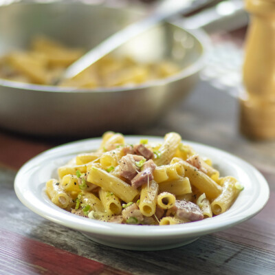 Pasta bacon e scamorza