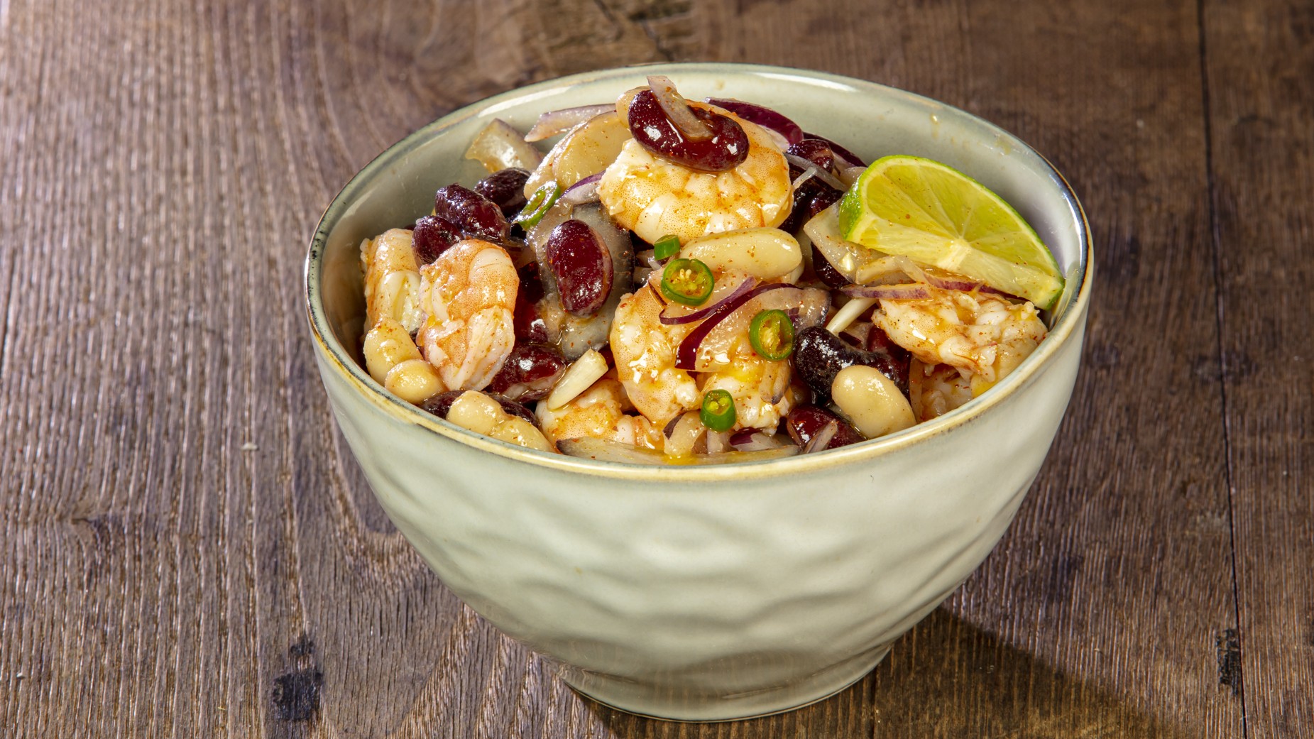 Insalata di gamberi fagioli e lime